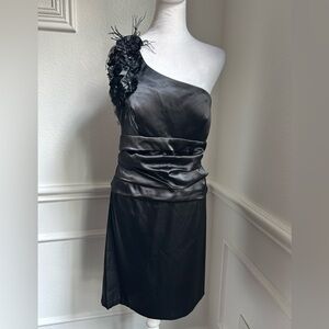 Bisou Bisou Black One-Shoulder Dress with Floral Detail